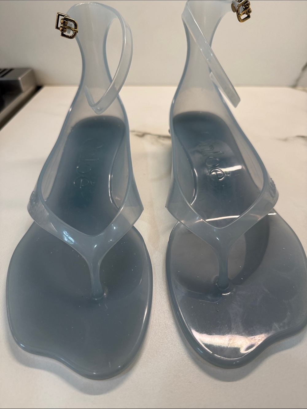 Chloe Light Blue Jelly Ankle-Strap Sandals - Picture 4 of 7